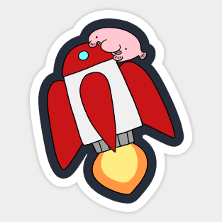 Rocket Ship Blobfish Sticker